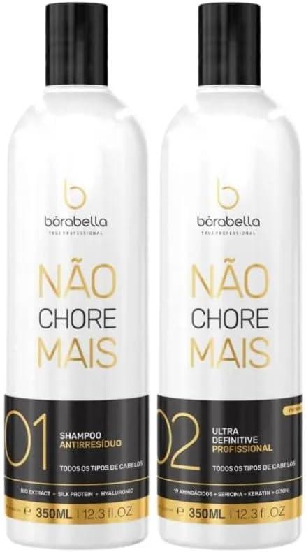 Progressiva Sem Formol Borabella Not Cry More - Alisamento Capilar Profissional, Liso Natural e Brilho Intenso - Kit 2x350ml