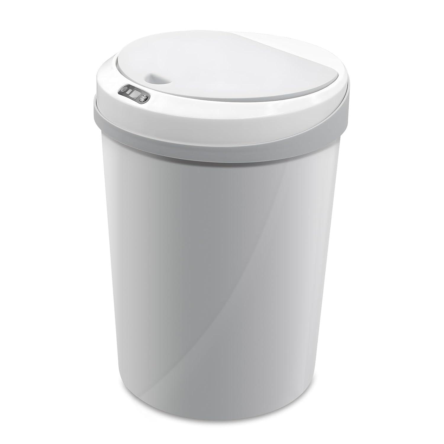 Lixeira Automatica com Sensor, Lixeira Inteligente com Sensor Infravermelho, Lixeira sem Contato para Sala de Estar, Cozinha, Banheiro, Escritório, Quarto, Locais Comerciais, 12L, Cinza com Branco