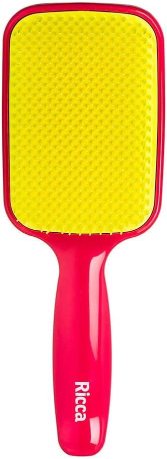 Ricca Escova Raquete Flex Pink, Desembaraça sem quebrar, para todos os tipos de cabelo, 1 unidade