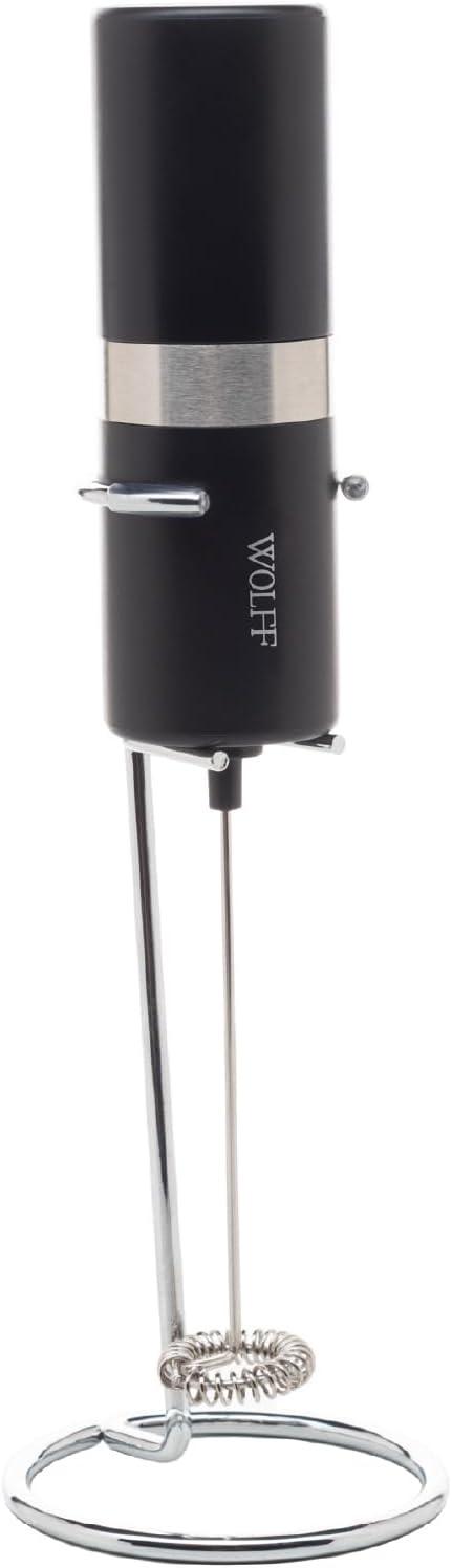 WOLFF - Mixer Elétrico para Bebidas de Aço Inox e Plástico com Suporte - motor potente - serve para bater ovos - misturador