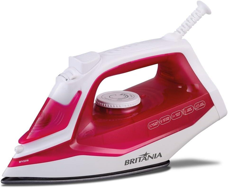 Britânia Ferro de Passar Roupa, Rosa, Base Antiaderente, Função Vapor Extra, BFV201R 220V