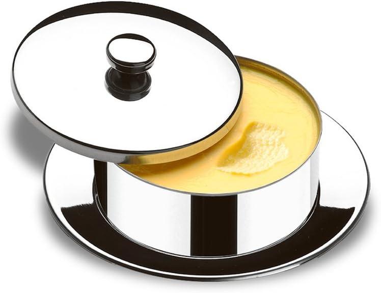 Manteigueira Redonda com Pires 130 g Atina, Brinox, 1406/100, Aço Inox