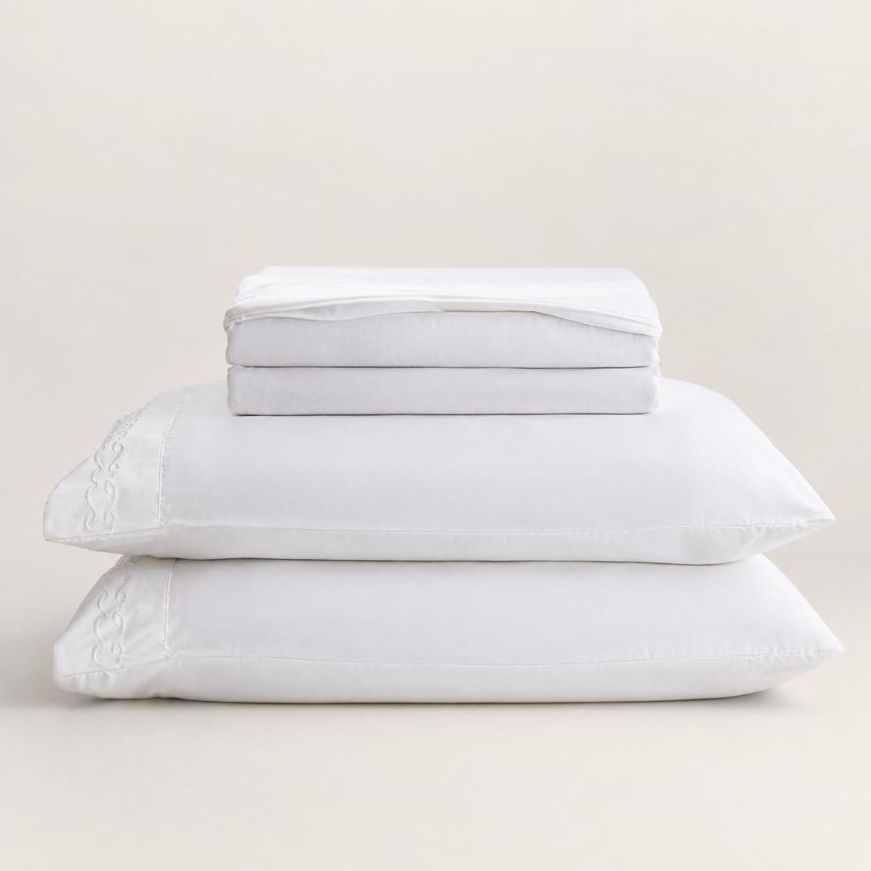 LYOR - Jogo de Cama Bordado Queen Duquesa Microfibra Branco