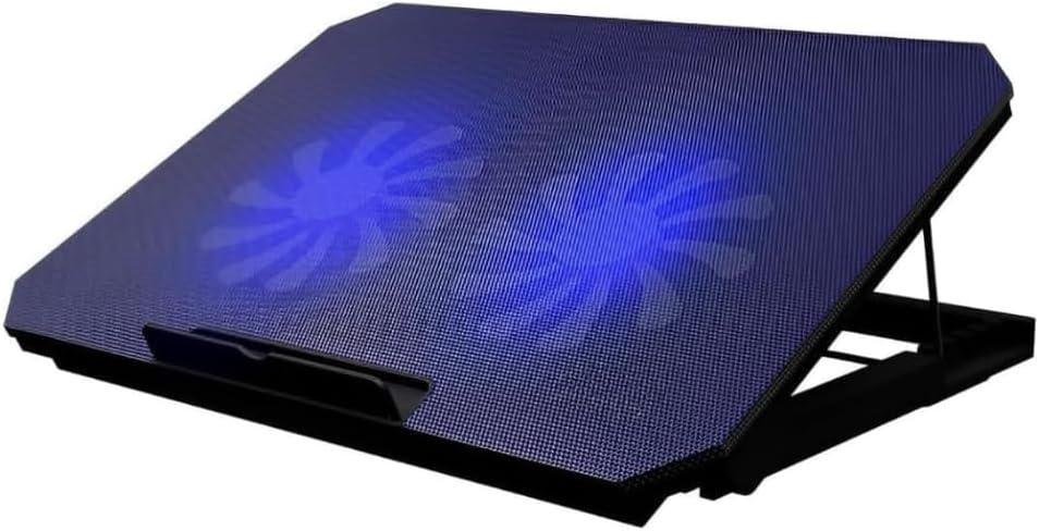 Suporte Para Notebook Com Cooler Duplo Silencioso 8 Níveis de Ajuste Ergonômico, Saída USB Adicional e Iluminação Interna Base Para Notebook Até 17 Polegadas Ventilador Resfriar Portátil Fino Premium