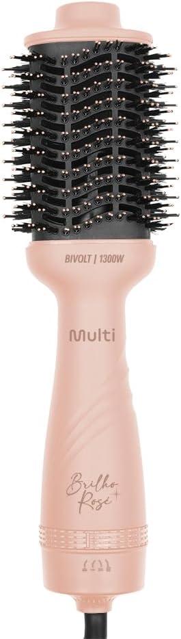 Escova Secadora Multi Care Brilho Rosé 1300W 3 Temperaturas Nanoceramic Glass Oval 2 em 1 Bivolt - EB200