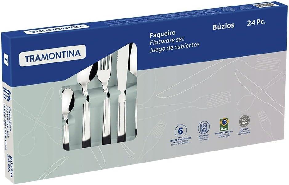 Faqueiro Tramontina Búzios em Aço Inox com Detalhe 24 Peças