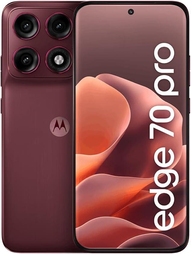 Smartphone Motorola Edge 70 PRO 5G - 512GB 12GB RAM+12GB Ram Boost, 4 câmeras de 50MP, Tela 1.5K extreme AMOLED 144Hz, Bateria 6500 mAh, IP68/IP69 - Vinho