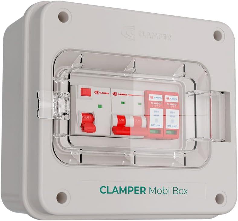 Quadro Proteção Carregador Veículo Elétrico 220V 8kW 40A CLAMPER Mobi Box C CP IP65 DPS DR Disjuntor Cinza