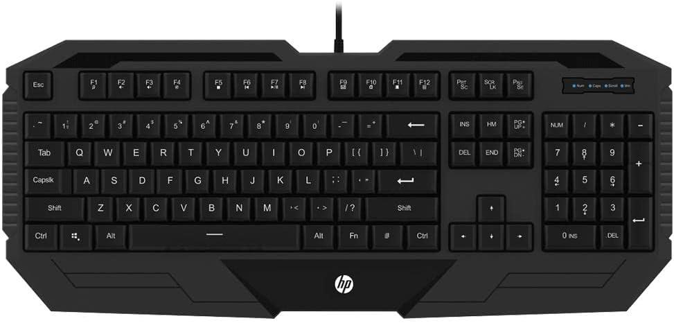 HP Teclado Gamer K130 Preto USB Layout ABNT2 com Ajuste de Altura Teclas Multimídia e Resistente a Respingos controle de mídia de 12 teclas 9XW72AA