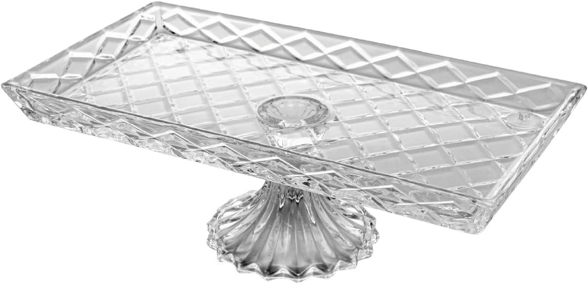 LYOR - Travessa para Servir de Cristal com Pé Deli Diamond 34,5cm x 18,5cm x 11,5cm