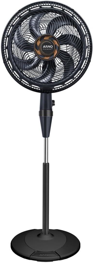 Ventilador de Coluna Arno X-TREME 7 Cinza 40cm VE72, 150W, 7 Pás, 3 Velocidades, Oscilação 80º, Power Zone, Modo Noturno, Altura Ajustável de até 1,5m, 220V
