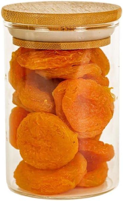 Oikos - Pote de Vidro 250ml com Tampa de Bambu Hermético Redondo Flat