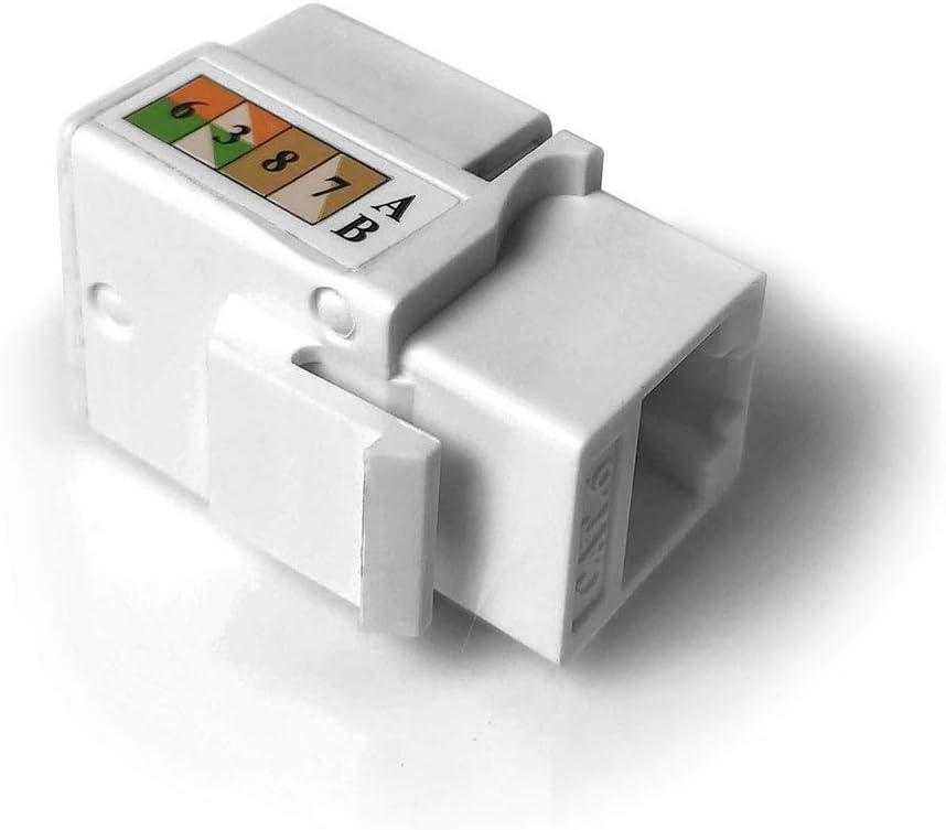 PlusCable Keystone RJ45 CAT6 Branco 90° Padrão 110 IDC Formato T568A/B Condutores 22 a 26 AWG Compatível c/ PC Modem Roteador e Servidor - LA-K61