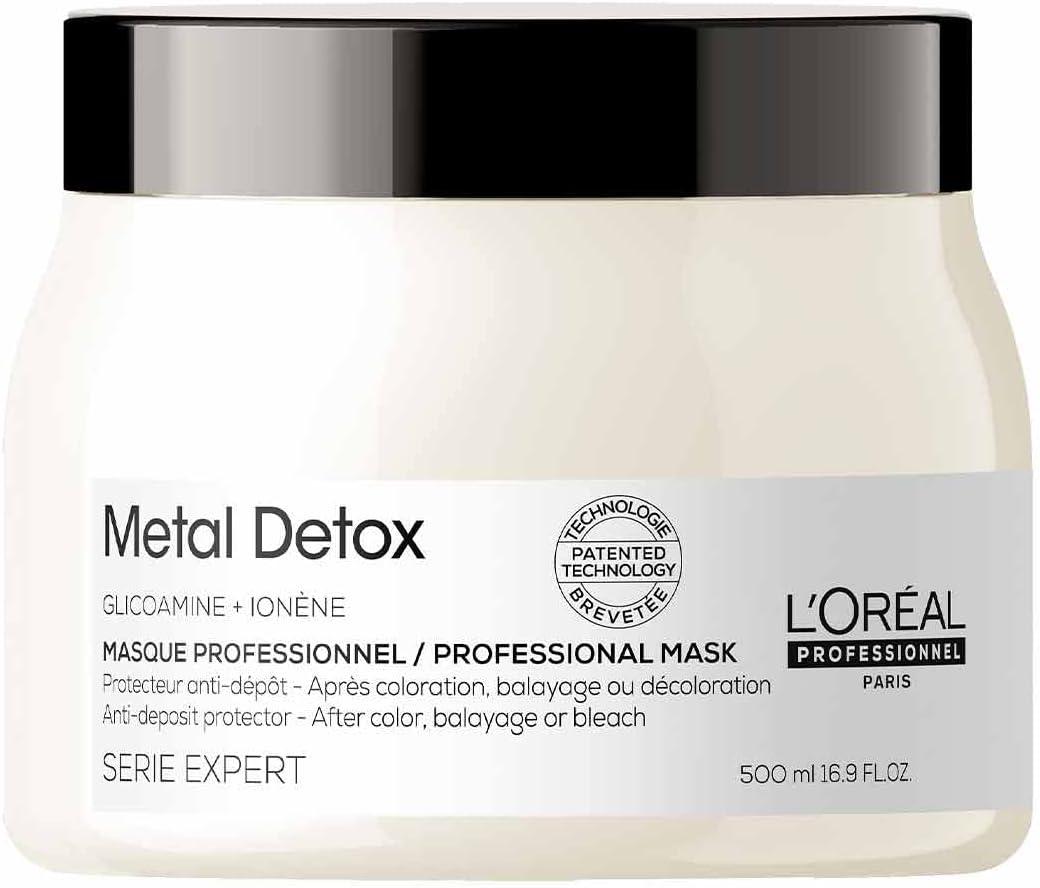 L'Oréal Professionnel Máscara de Tratamento Metal Detox, para maciez, brilho & sedosidade, maior durabilidade da cor, para cabelos coloridos e danificados, 500ml