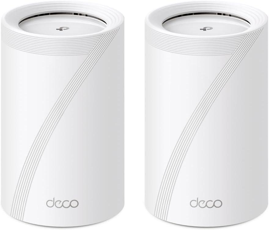 TP-Link Deco BE65 (2 un.) Roteador Mesh Wi-Fi 7 BE11000 Tri-Band, Cobertura de até 420 m², Mais de 200 Dispositivos, 4 Portas de 2,5 Gbps por Unidade, MLO, VPN e Mesh Gerenciado por IA