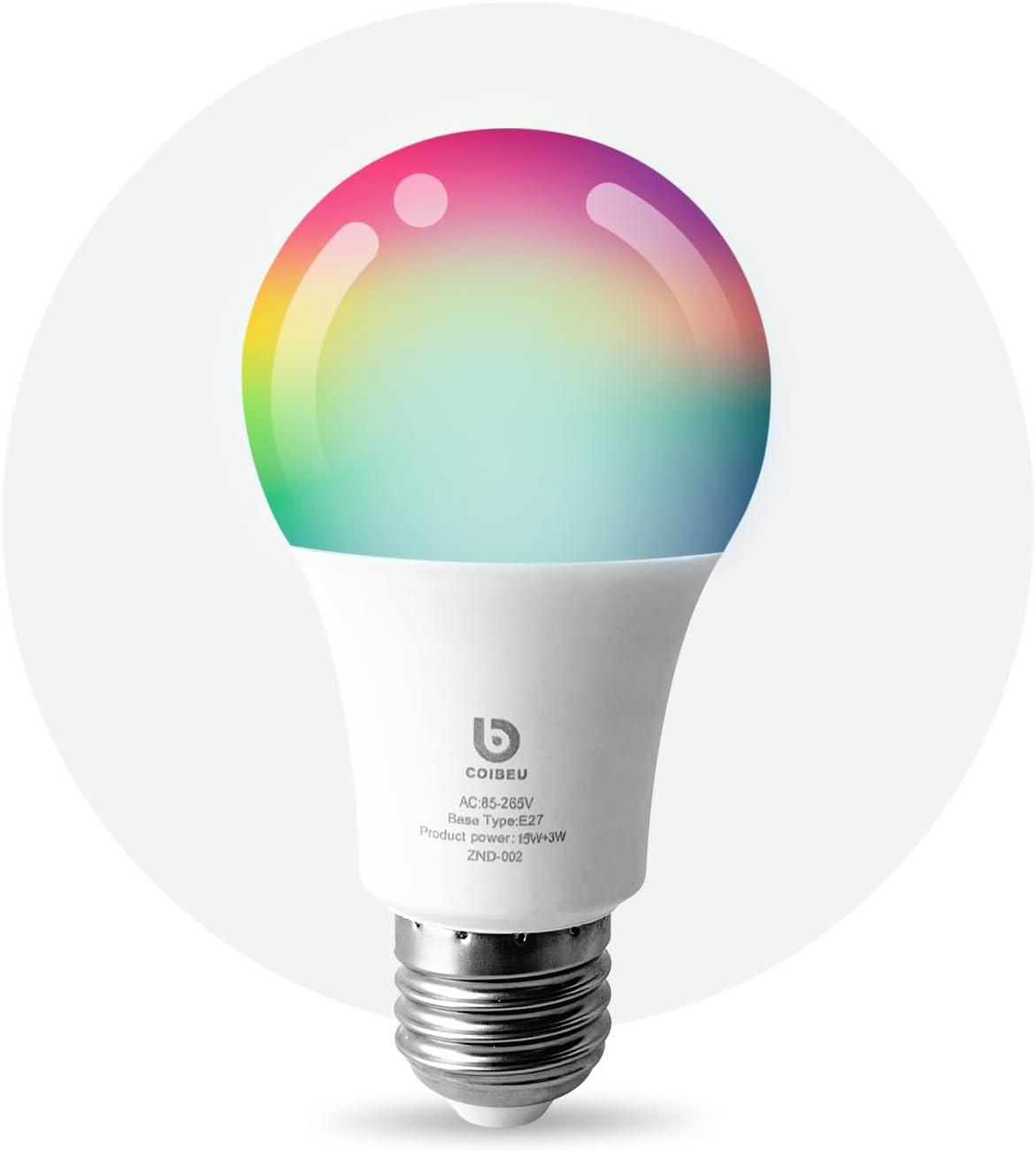 Lâmpada LED Inteligente WiFi RGB E27 com Controle por Voz