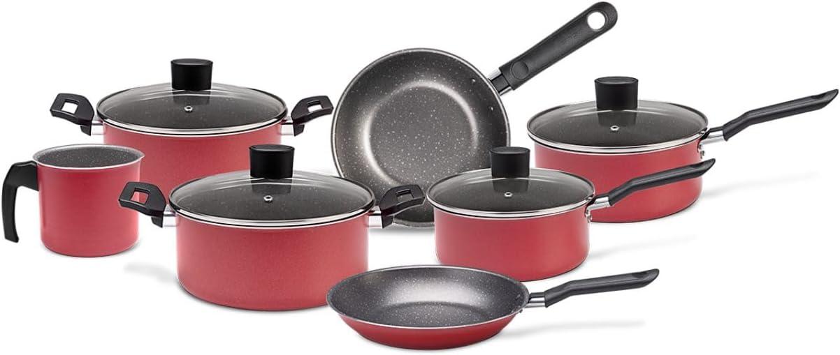 Jogo de Panelas Brinox 7 Peças Vermelho Garlic