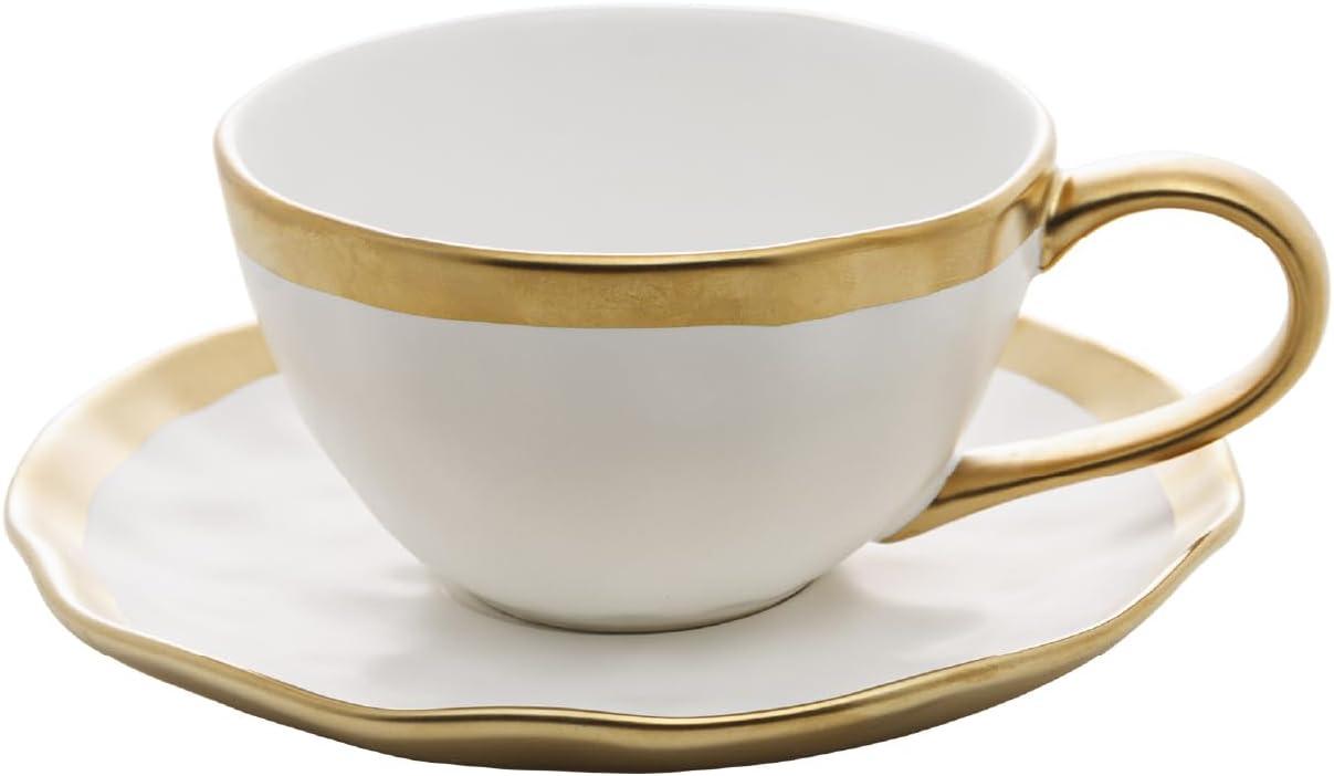 WOLFF - Xícara de Chá De Porcelana Dubai Branco e Dourado 200ml