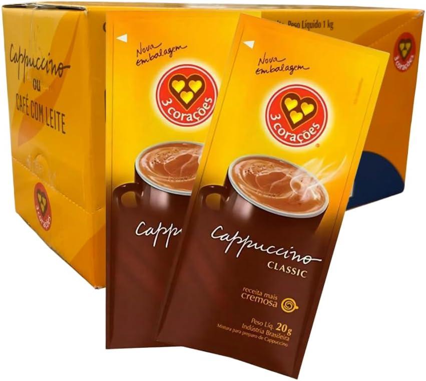 Cappuccino 3 Corações Classic Caixa Com 50 Sachês de 20g