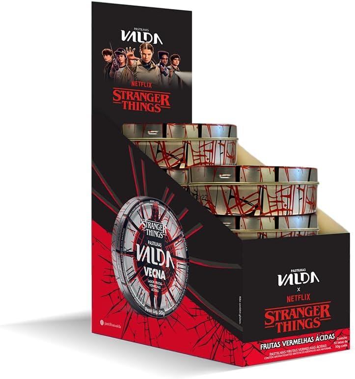 Valda Stranger Things Pastilha para Garganta Frutas Vermelhas Lata 10x50g
