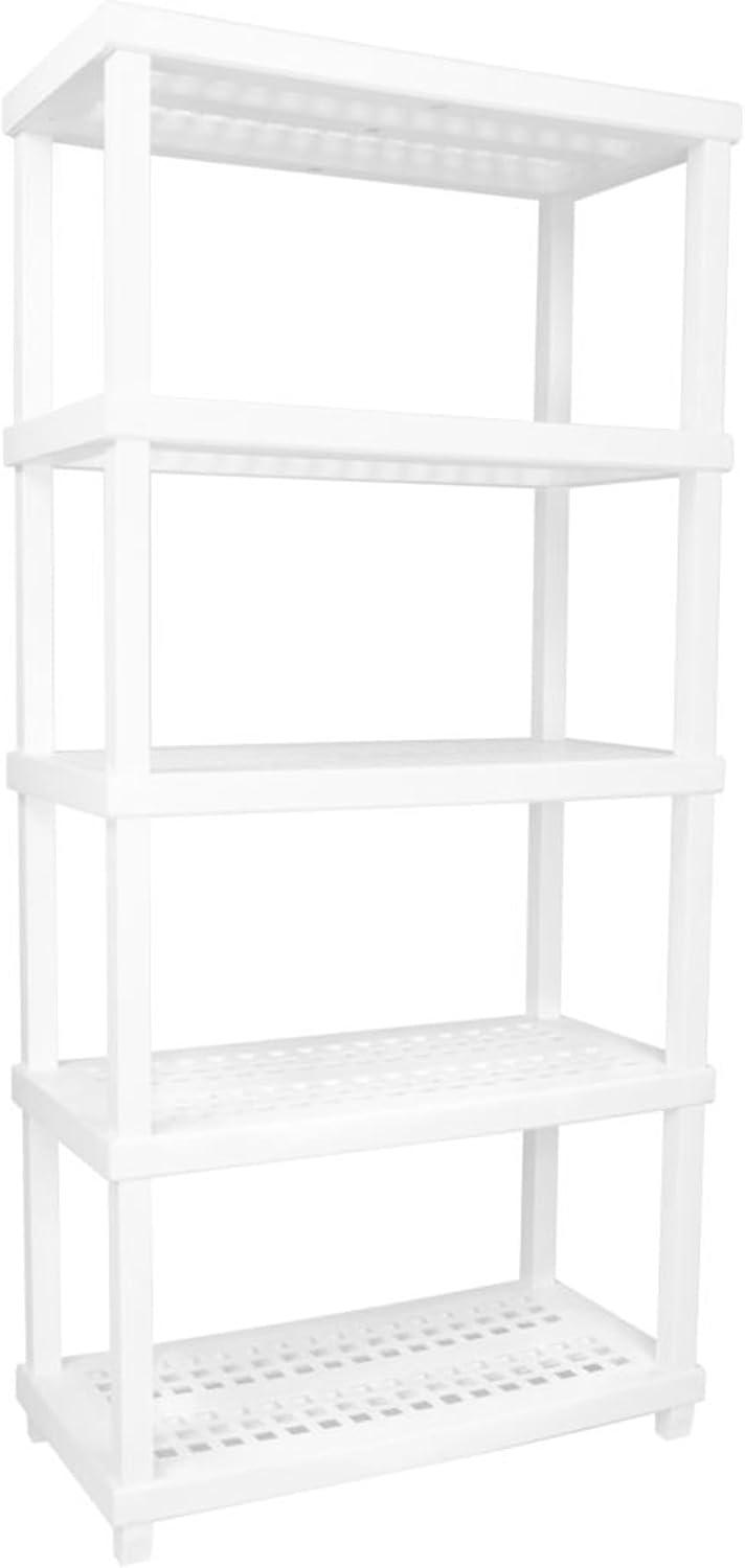 Ordene - Estante Plástica de Resina Reforçada, com 5 Prateleiras, Suporta até 250kg, Cor Branca, Linha Vig