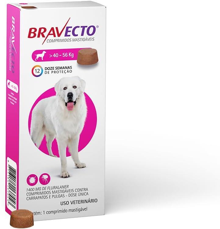 Bravecto® Cães 1400mg - Antipulgas e Carrapatos - Cães de 40 a 56kg - 1 Comp. Mastigável - MSD Saúde Animal