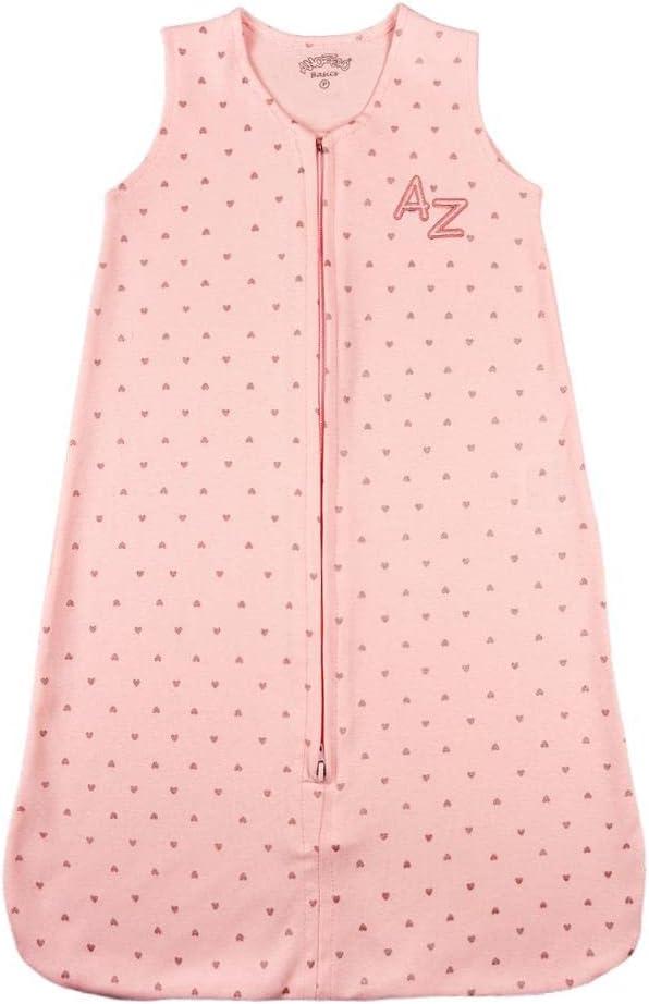 Saco de Dormir para Bebê Menina em Suedine Algodão Fio 40 Estampado – Saco de Dormir com Estampa de Corações (Rosa,P)