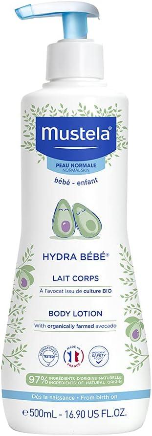 Mustela Hydra Bebê 500ml - Hidratante Infantil Corpo e Rosto - Feito com 97% de Ingredientes de Origem Natural e Hipoalergênico - Seguro Desde o Nascimento
