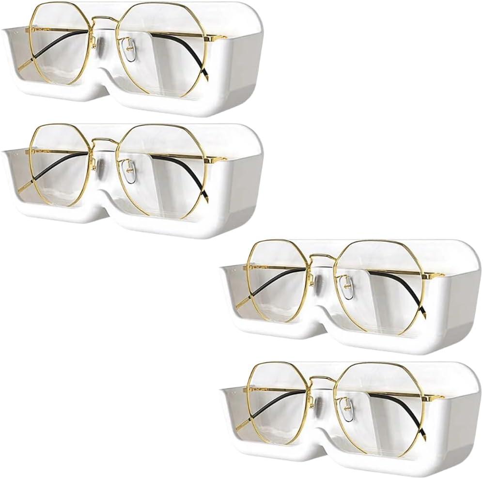 Kit com 4 Suportes de Parede para Óculos com Fixação por Adesivo Sem Furos - Plástico ABS Branco para Óculos de Grau e de Sol (4)