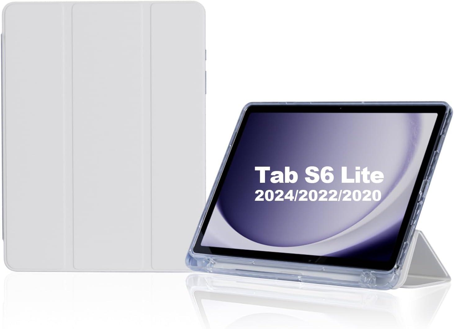 Bettdow Capa para Samsung Galaxy Tab S6 Lite 10,4 Polegadas 2024 SM-P620/P625/2022 SM-P613/P619/2020 SM-P610/P615/P617 com S Pen Suporte de Lápis, Suporte Fólio Slim Tampa Protetora Mesa (branco)