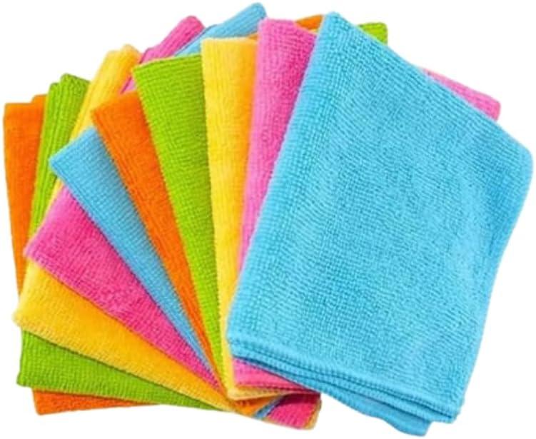Kit 10 Panos Microfibra Lavável Multiuso 30x30cm Reutilizável Mágico Para Limpeza Pia, Vidros e Automovel Anti-risco (CORES SORTIDAS)
