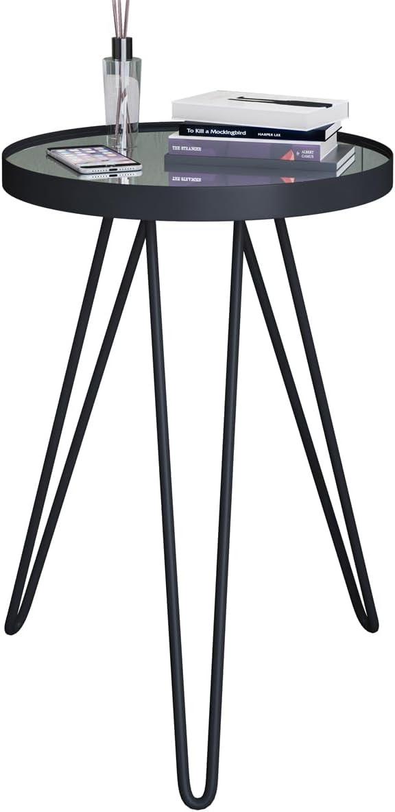Mesa Lateral Tripé Com Espelho Base De Aço Estilo Industrial - LH Móveis (Preto)