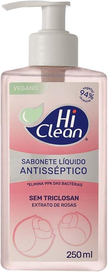 Hi Clean Sabonete Líquido Antisséptico Para Corpo E Mãos Vegano Sem Triclosan 94% Vegetal E Mineral Extrato De Rosas 250ml