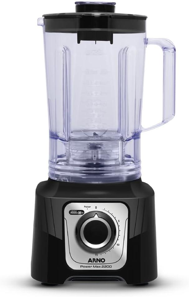 Liquidificador Arno Power Max 2200 LN66 Preto, com 6 Lâminas Powelix Pro, 3,1L de Capacidade, 15 Velocidades e Design Moderno, 220V
