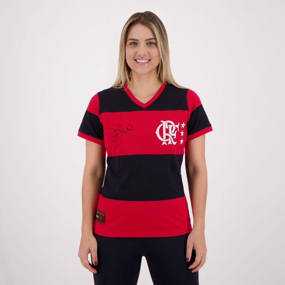 Camiseta Flamengo Libertadores 81 Zico Feminina Braziline