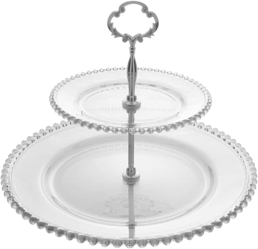 WOLFF - Prato Duplo para Doces de Cristal 32cm x 25cm - Linha Pearl