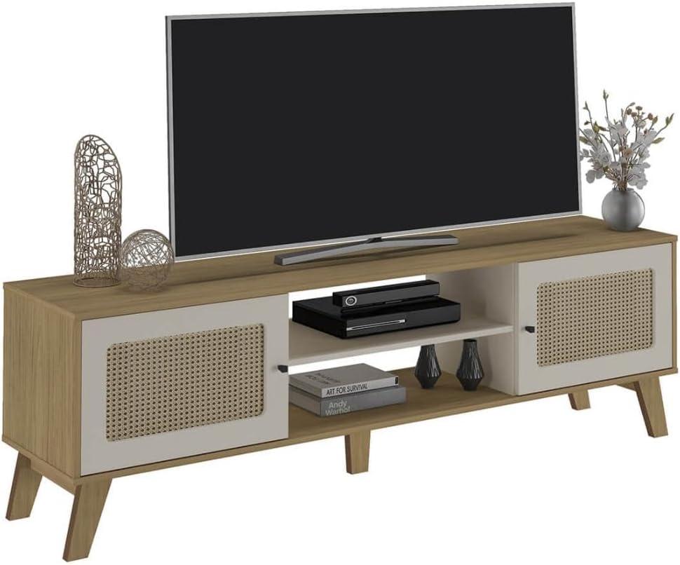 Artely Rack Charlotte para Tv até 75" com 2 Portas, Carvalho/Off White