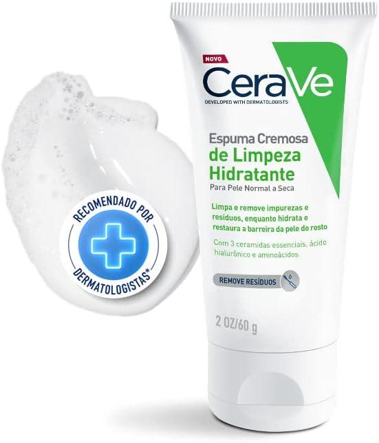 CeraVe, Espuma Cremosa de Limpeza Hidratante, com Ácido Hialurônico