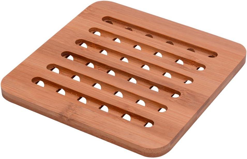 Mimo Style Descanso de Panela de Bambu Quadrado, Sustentável e Resistente ao Calor para Pratos e Potes Quentes. Material de Qualidade Alimentícia, Multiuso 15cm. Ideal para Sua Cozinha e Ecológico