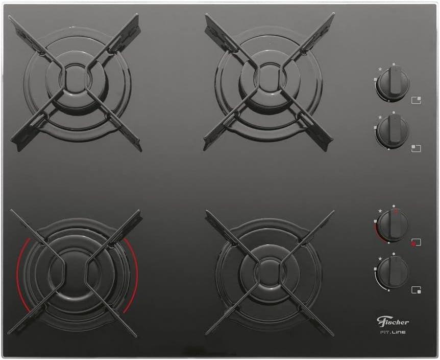 Fischer Cooktop à Gás 4 Bocas Fit Line Mesa Vidro Preto Bivolt - 26342-57175