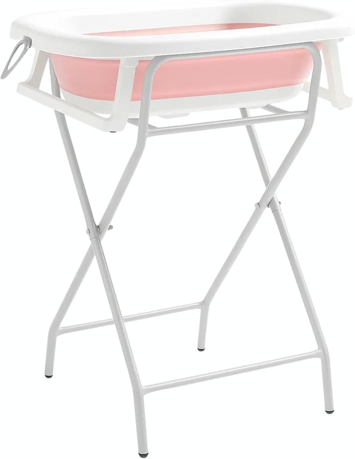 Banheira Para Bebê Dobrável 3 em 1 Com Suporte e Assento 45L Rosa Pipdip