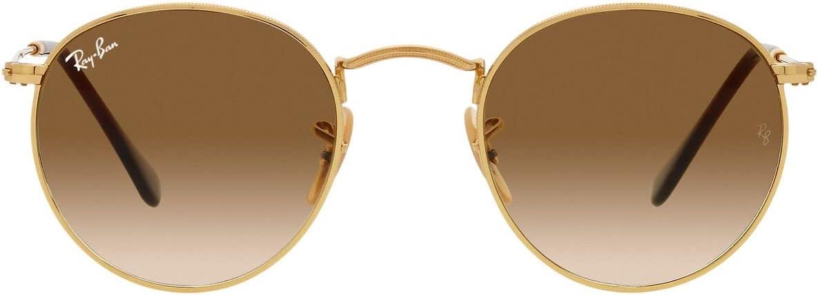 Óculos de Sol Ray-Ban Round Metal 0RB3447 001/51 Tam 53 / Ouro - Lentes Marrom Gradiente Unissex