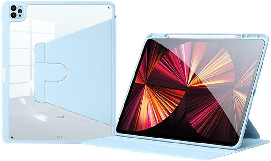 Case for iPad (A16) 11th Gen 11" 2025 & iPad 10th Gen 10.9" 2022, Clear Lightweight Shockproof Tri-Fold Stand Cover with Pencil Holder (Azul)
