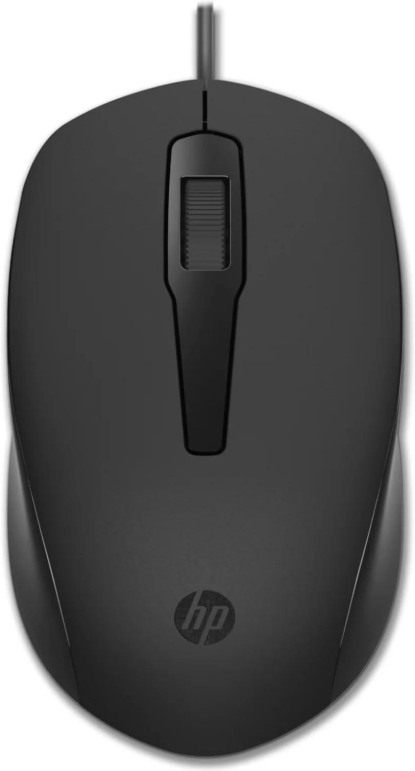 Mouse USB HP 150 - Plug and Play, com Design Elegante, Ambidestro e Ergonômico, Sensor Óptico 1600 DPI, Confortável e Preciso, Compatível com Windows, Cor Preta (240J6AA)