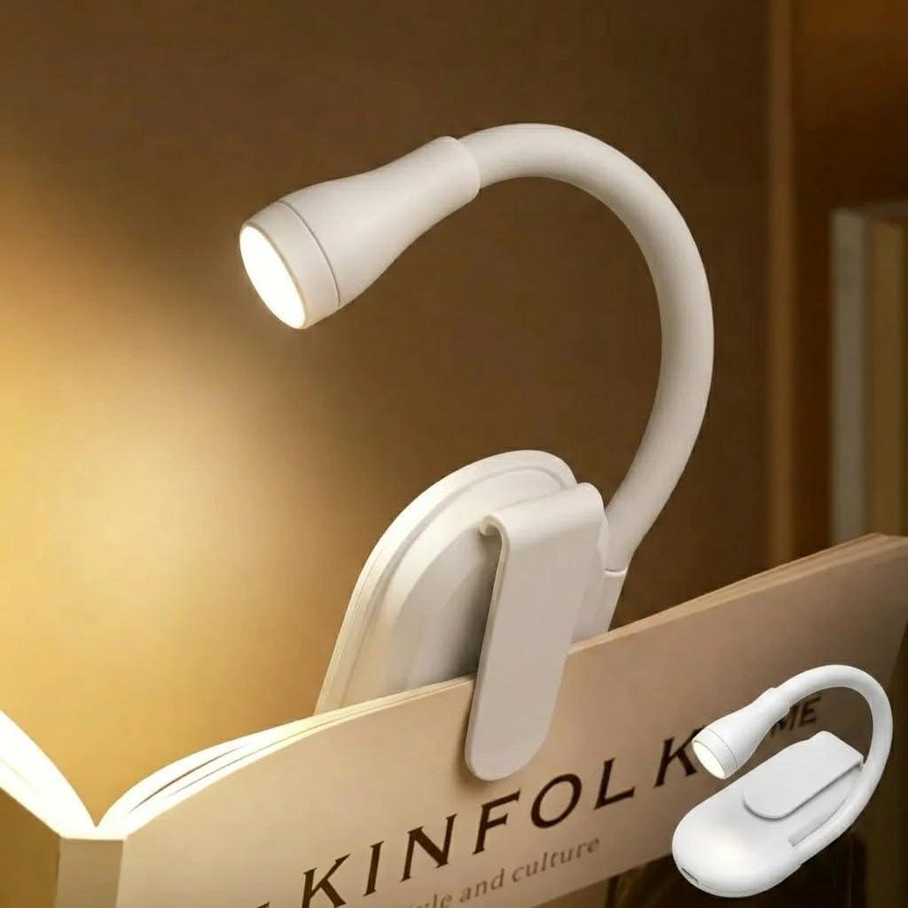 Luz de Leitura LED Recarregável USB para Livros, Iluminação Quente, Neutra e Fria, Ideal para Estudar e Ler à Noite, Design Compacto Premium – Qualidade Premium LNMAX® (Branca)