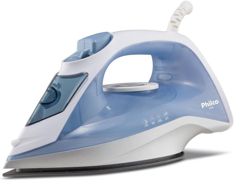 Philco Ferro de Passar Roupas a Vapor Base Antiaderente PFV40 1200W Branco e Azul 127V