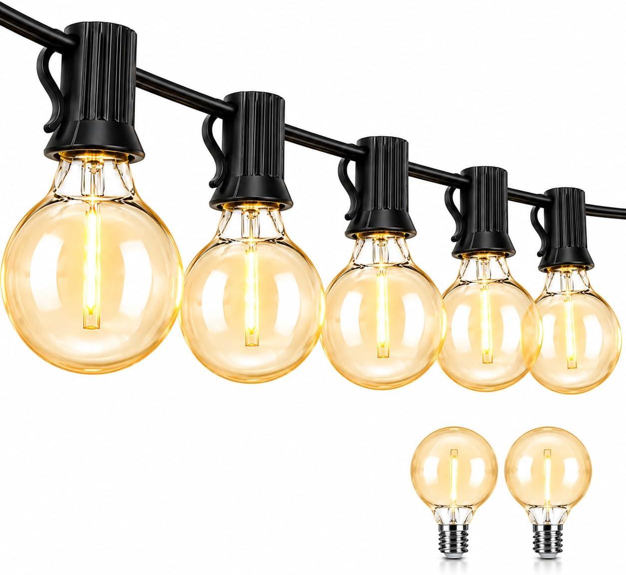 Varal de Luzes G40 15m com 25 LEDs,Cordão de Luzes Branco