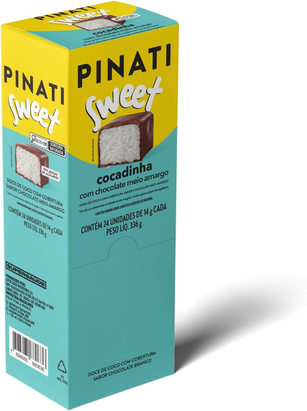 PINATI Doce de coco SWEET Cocadinha com Chocolate Preto 14g - 24 unidades