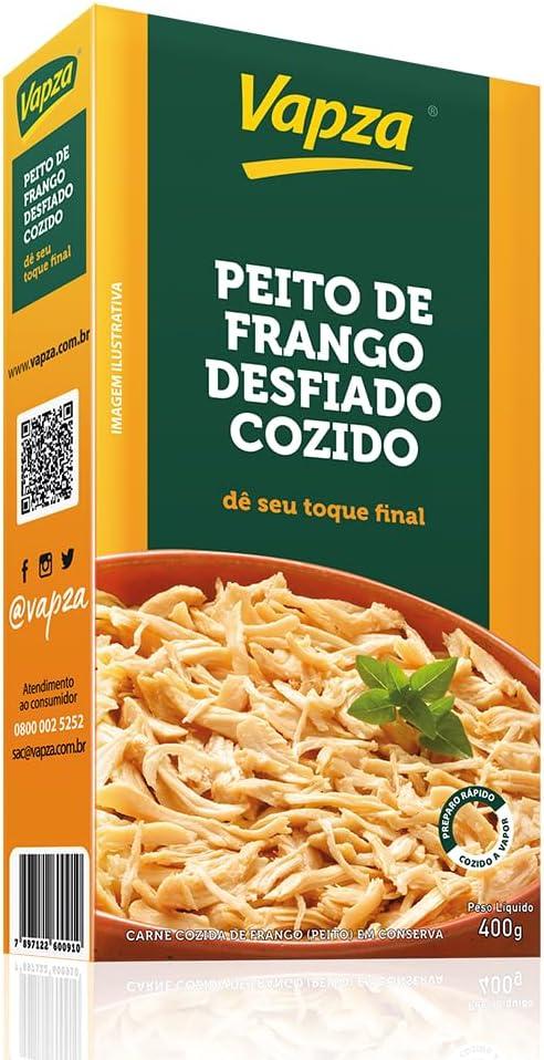 Peito de Frango Desfiado Cozido 400G Vapza Peso líquido 400g