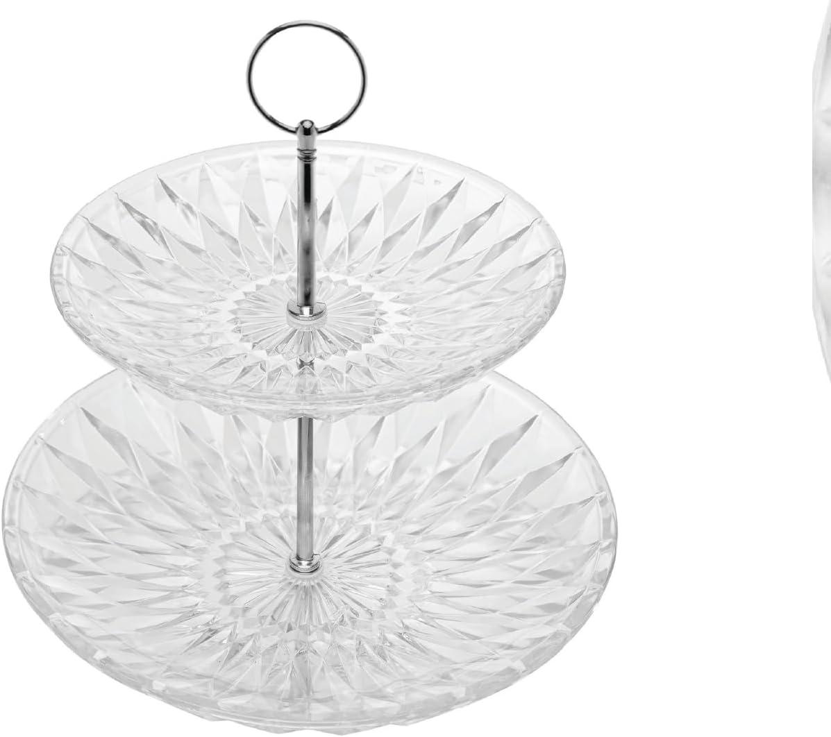 LYOR - Porta Doces de Vidro 2 Andares Diamond 25cm